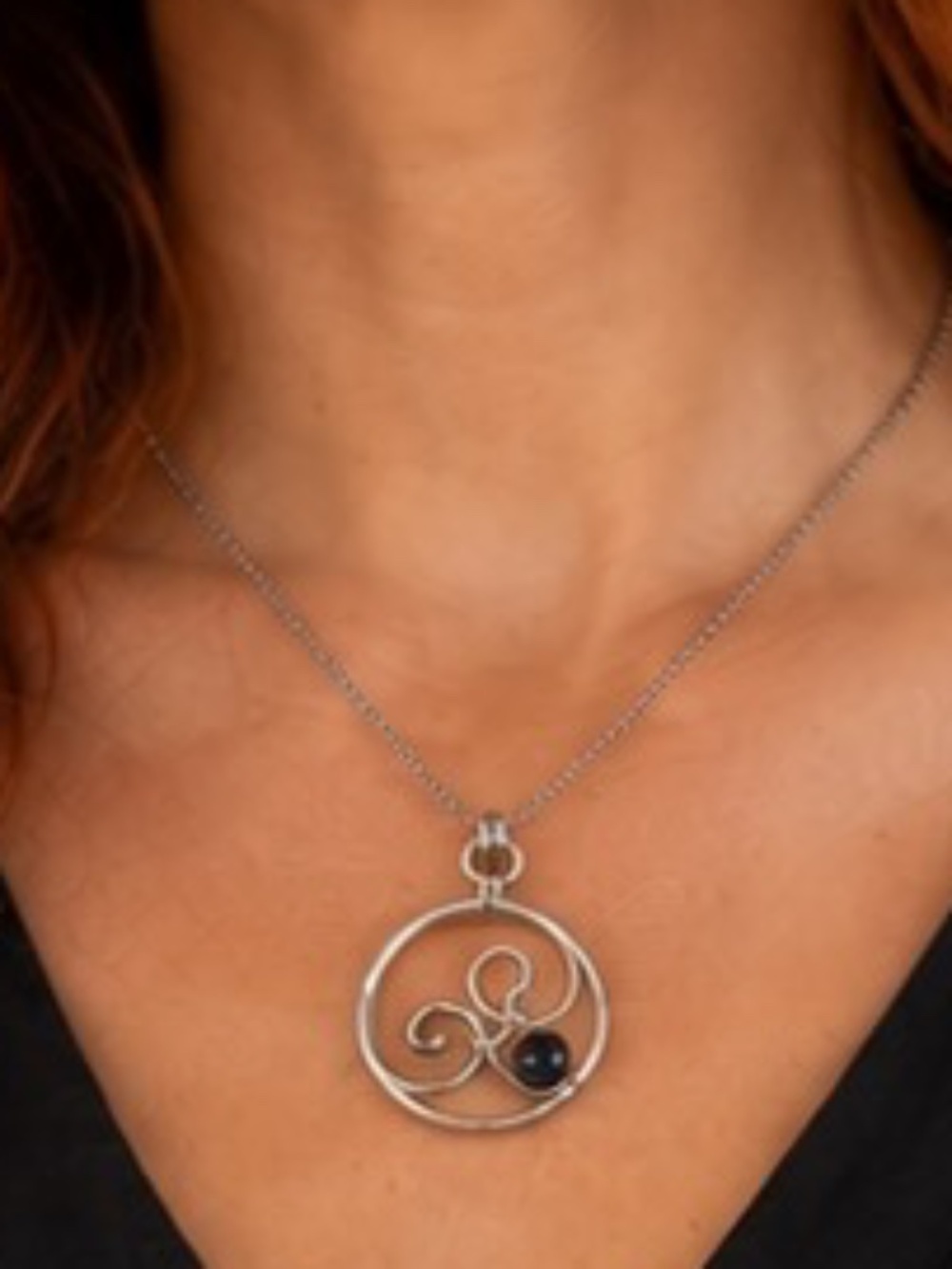 Handmade Necklace Amethyst Wirework Pendant with Chain 18"